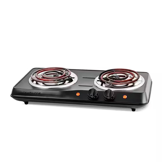 Double Coil Burner 6 In. and 5.75 In. Black Hot Plate