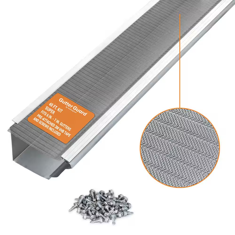 4 Ft. L X 7.25 In. W Stainless Steel Micro-Mesh Gutter Guard (40 Ft. Kit - Nominal)