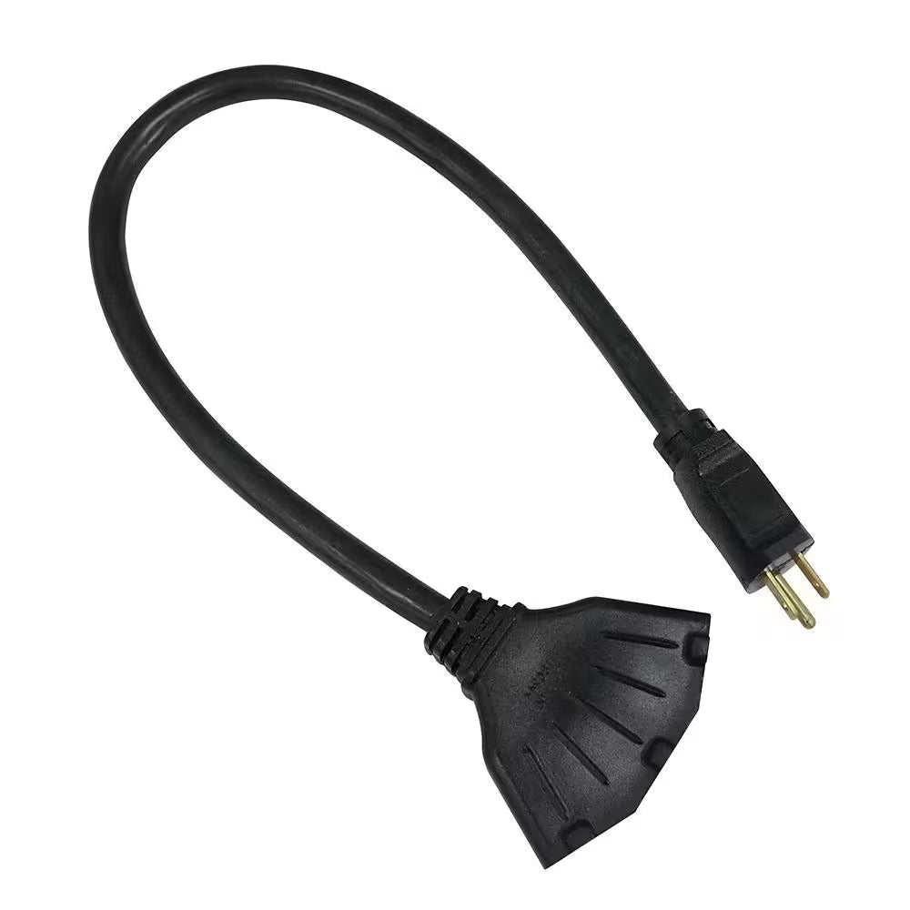 2 Ft. 14/3 Medium Duty Indoor/Outdoor Adaptor Cord with Multiple Outlet Triple Tap End, Black