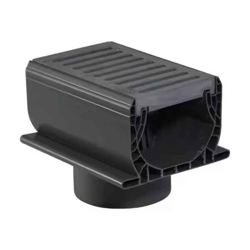 7 In. Spee-D Channel Drain with Grate and 3 In. and 4 In. Bottom Outlet