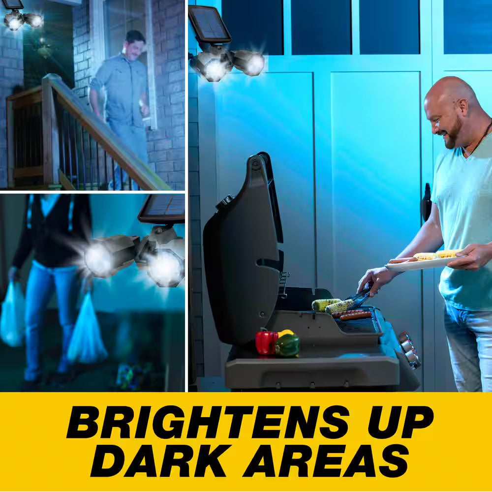 Solar Powered Motion Activated Integrated LED Black Outdoor Bionic Spotlight Duo Area Light