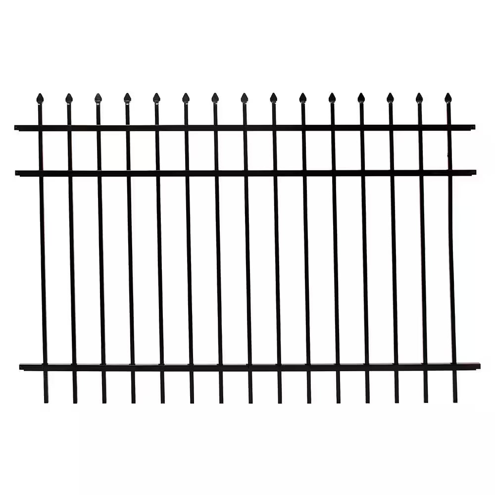 4 Ft. H X 6 Ft. W Athens Pressed Spear Design Gloss Black Aluminum Fence Panel