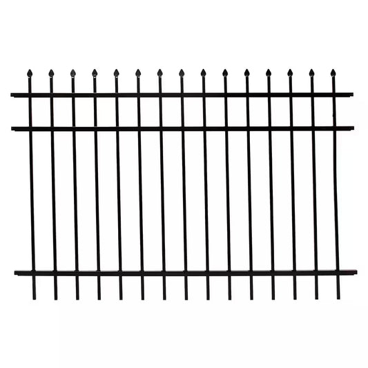 4 Ft. H X 6 Ft. W Athens Pressed Spear Design Gloss Black Aluminum Fence Panel
