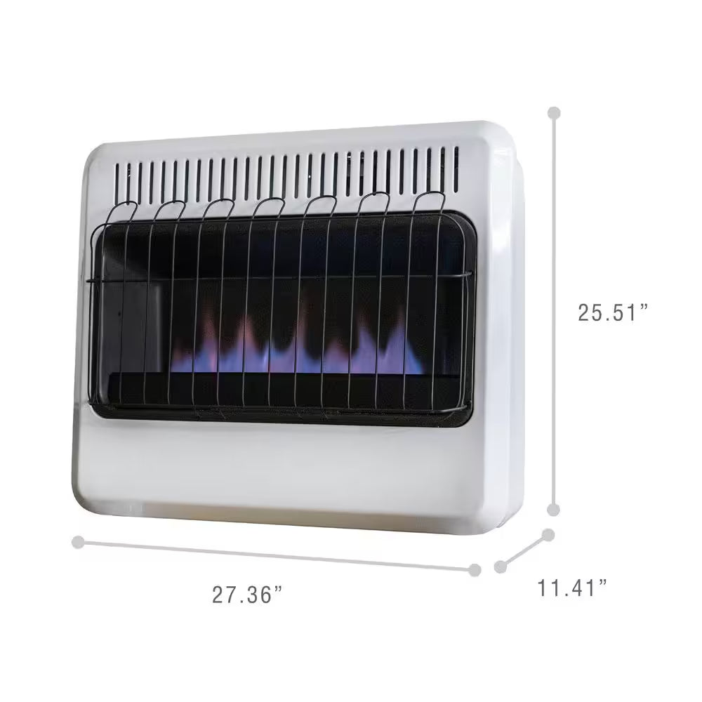 30,000 BTU Vent Free Blue Flame Natural Gas or Propane Dual Fuel Space Heater