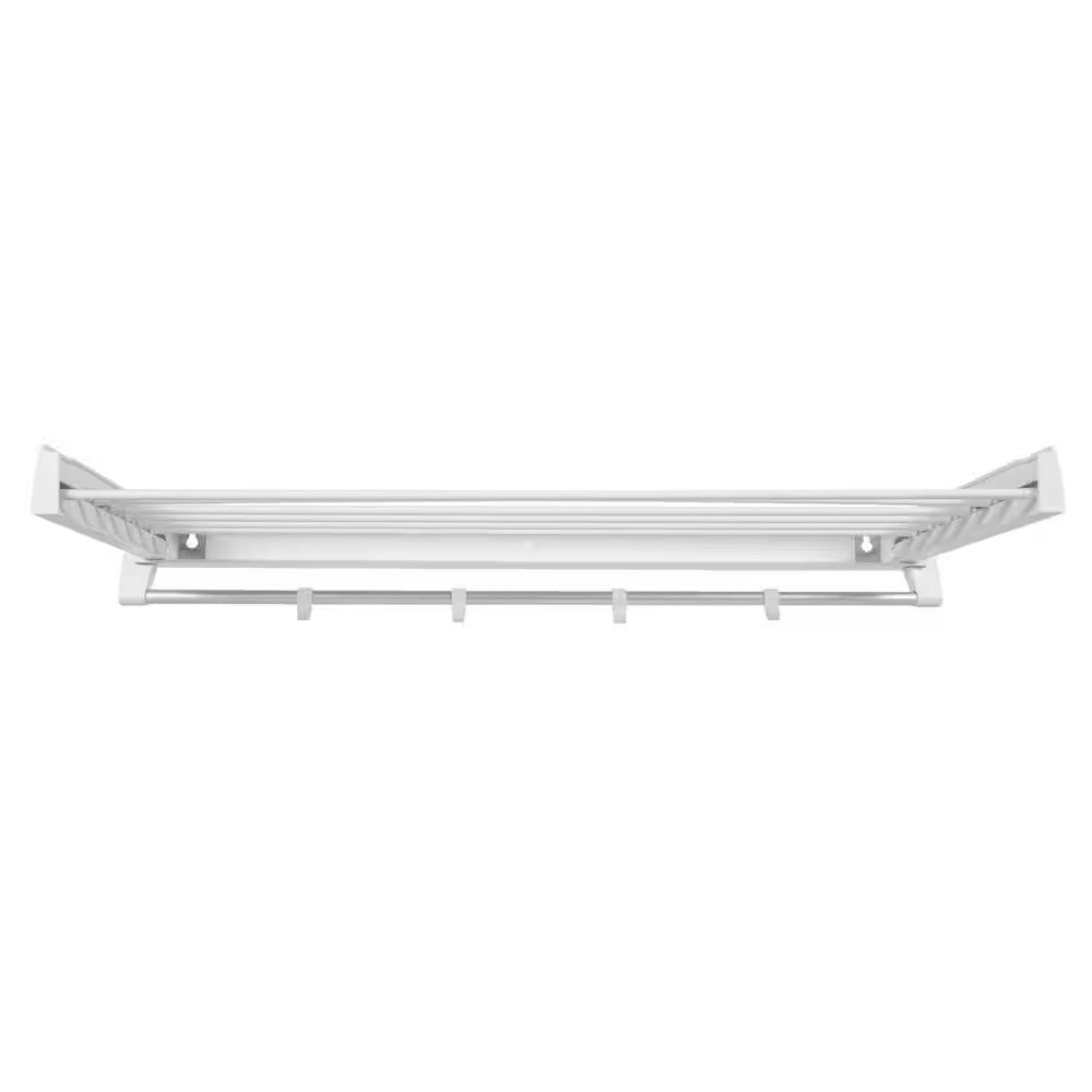4.2 In. X 33 In. X 17 In. White Metal Wall Mounted Foldable Clothes Towels Drying Rack