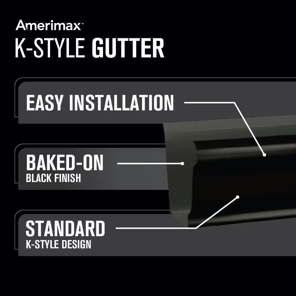 6 In. X 10 Ft. Black Aluminum K-Style Gutter