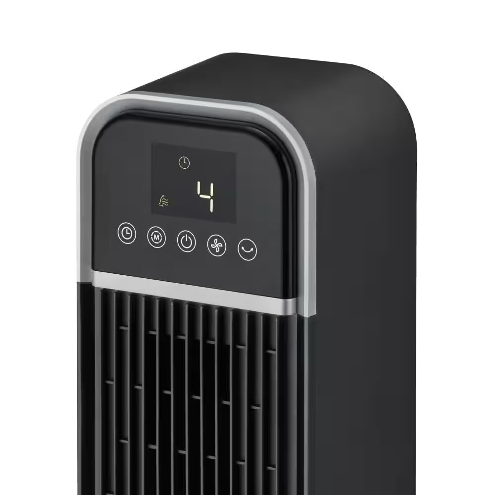 36 In. 4-Speed Oscillating Tower Fan in Black with Remote Control and Easy Carry Handle