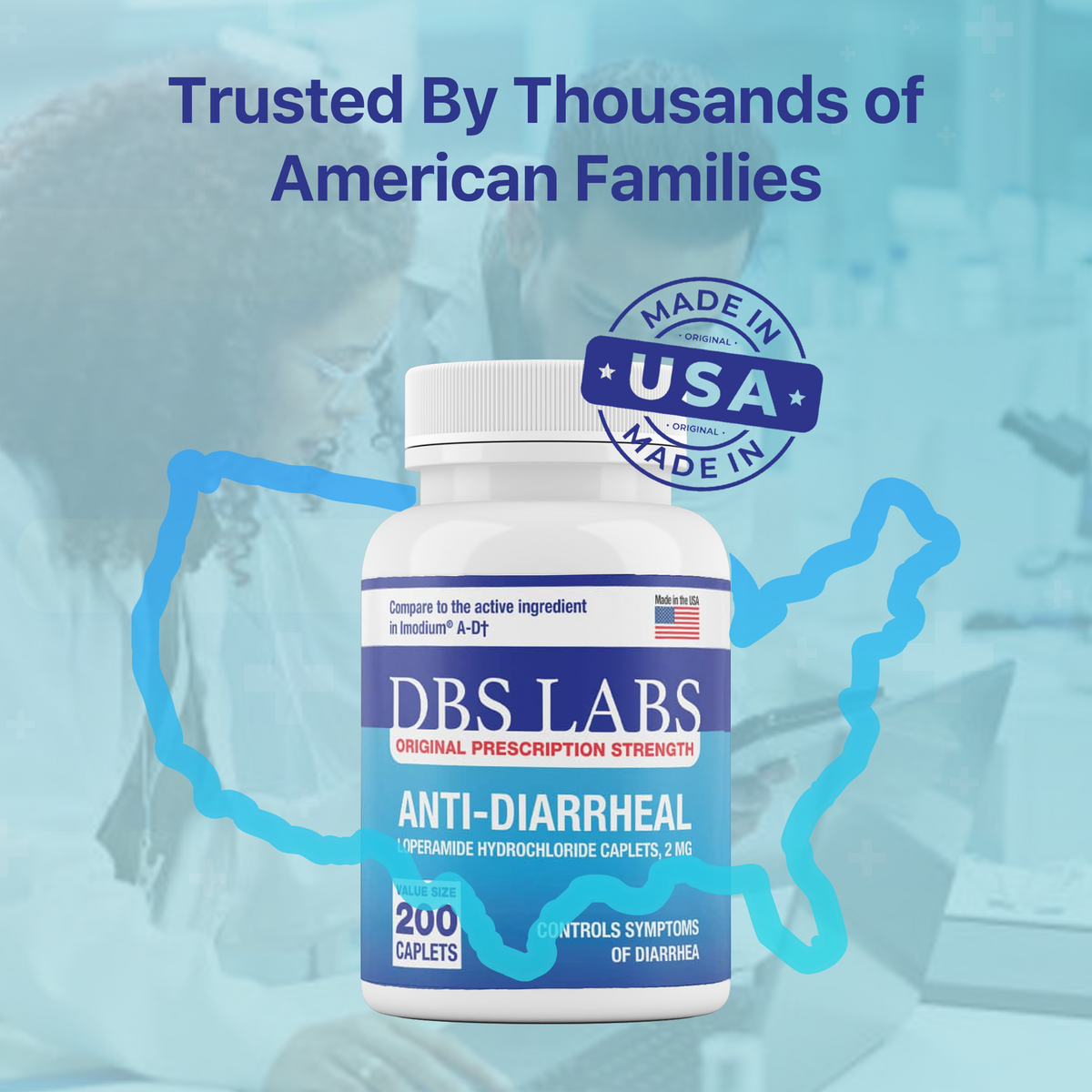 DBS LABS Diarrhea Relief Loperamide HCl 200 Caplets