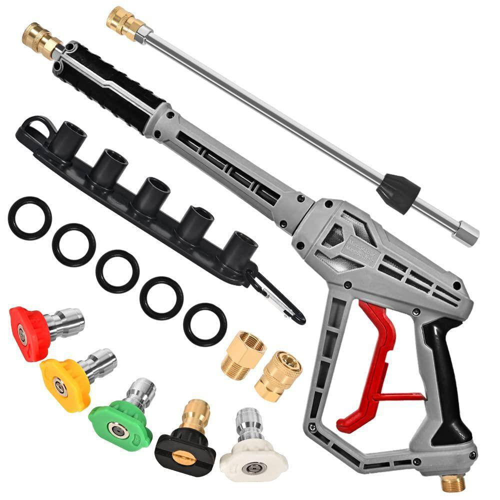 39 In. 5000-Psi Pressure Washer Gun with Extension Wand Replacement, M22 Power Washer Gun for Gutter Cleanning (Grey)