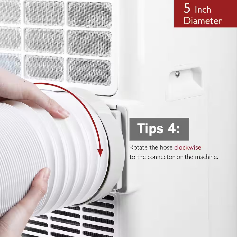 5 In. X 6.5 Ft. Non-Insulated Flexible Exhaust Hose for Portable Air Conditioner, Clockwise