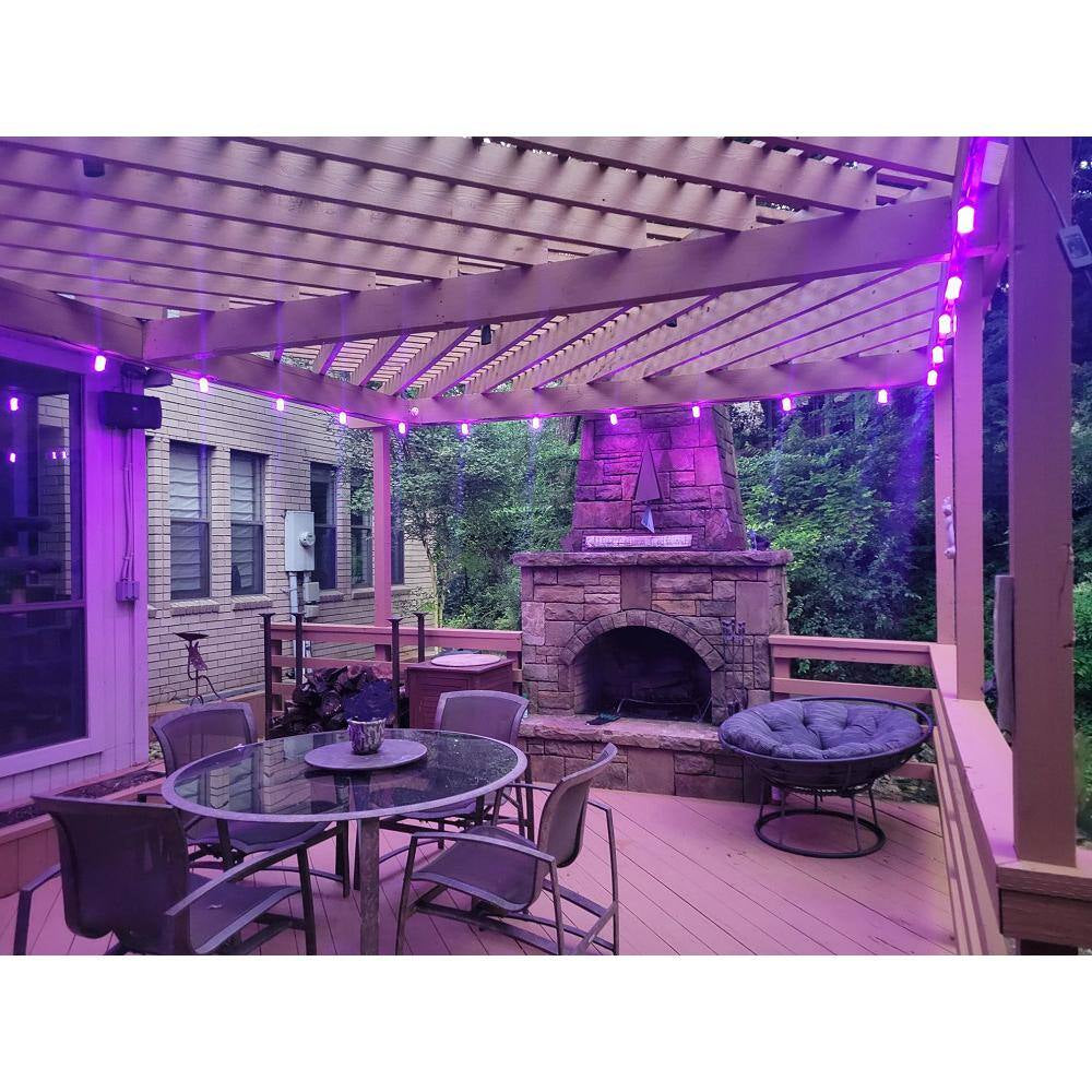 12-Light 24 Ft. Outdoor Plug-In RGB Integrated LED Smart Wi-Fi String Light, Works with Alexa/Hey Google/Homekit/Siri