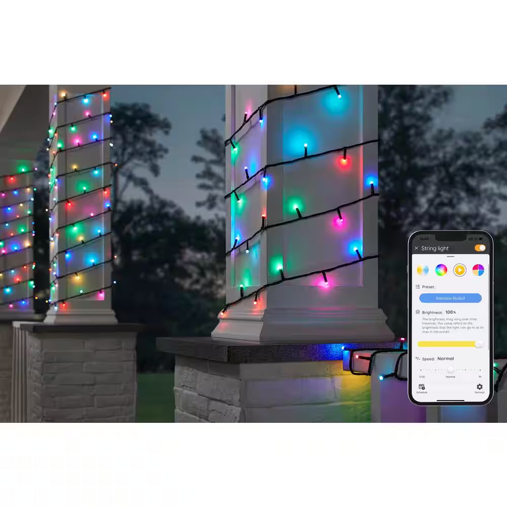 100-Light 40 Ft. Indoor/Outdoor Plug-In Integrated LED RGB Color Changing Novelty String Light Powered by Hubspace