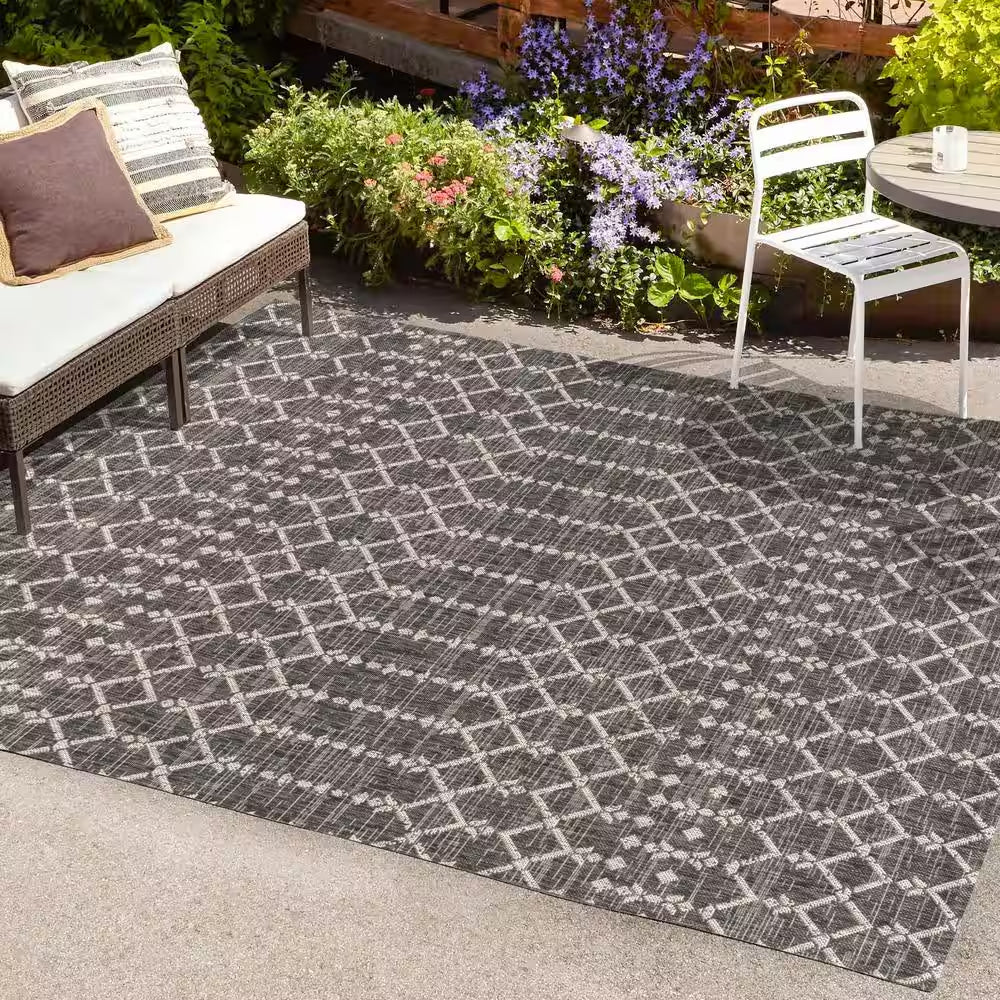 Ourika Black/Gray 8 Ft. X 10 Ft. Moroccan Indoor/Outdoor Area Rug