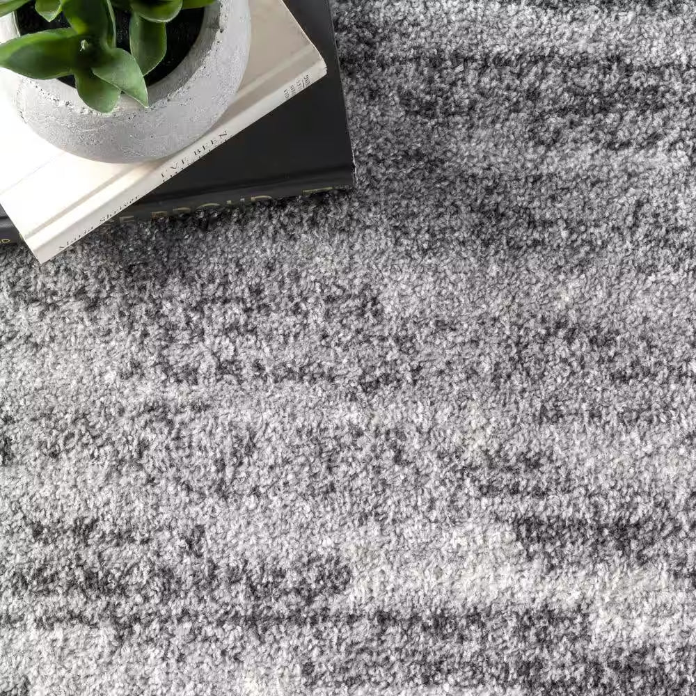 Sherill Modern Ripples Gray 8 Ft. X 10 Ft. Living Room/Bedroom/Dining Room Area Rug