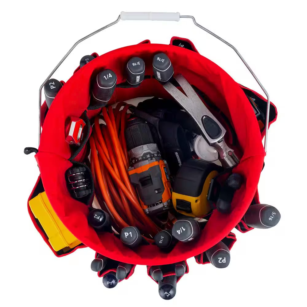 12 In. 30 Pocket Heavy Duty Bucket Jockey 5 Gallon In-Bucket Storage Tool Bag