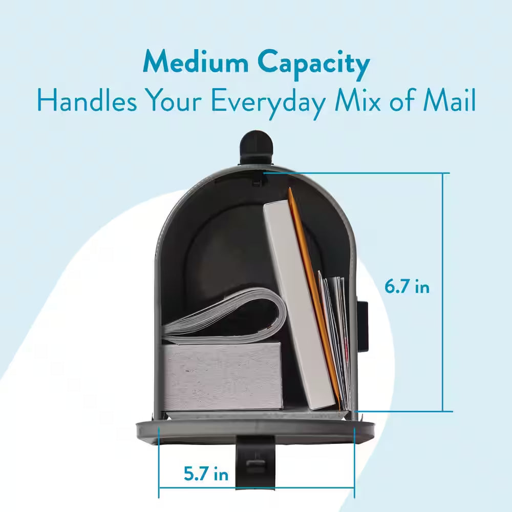 Grayson Gray, Medium, Steel, Post Mount Mailbox