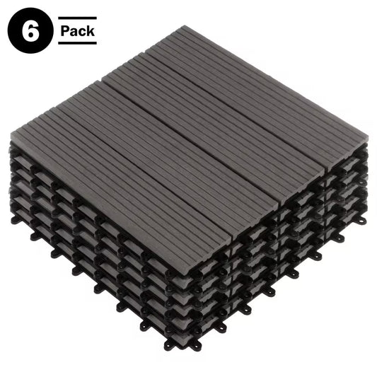 1 Ft. W X 1 Ft. L 6 Patio Tiles Wood/Polypropylene Interlocking Deck Tile Flooring in Gray