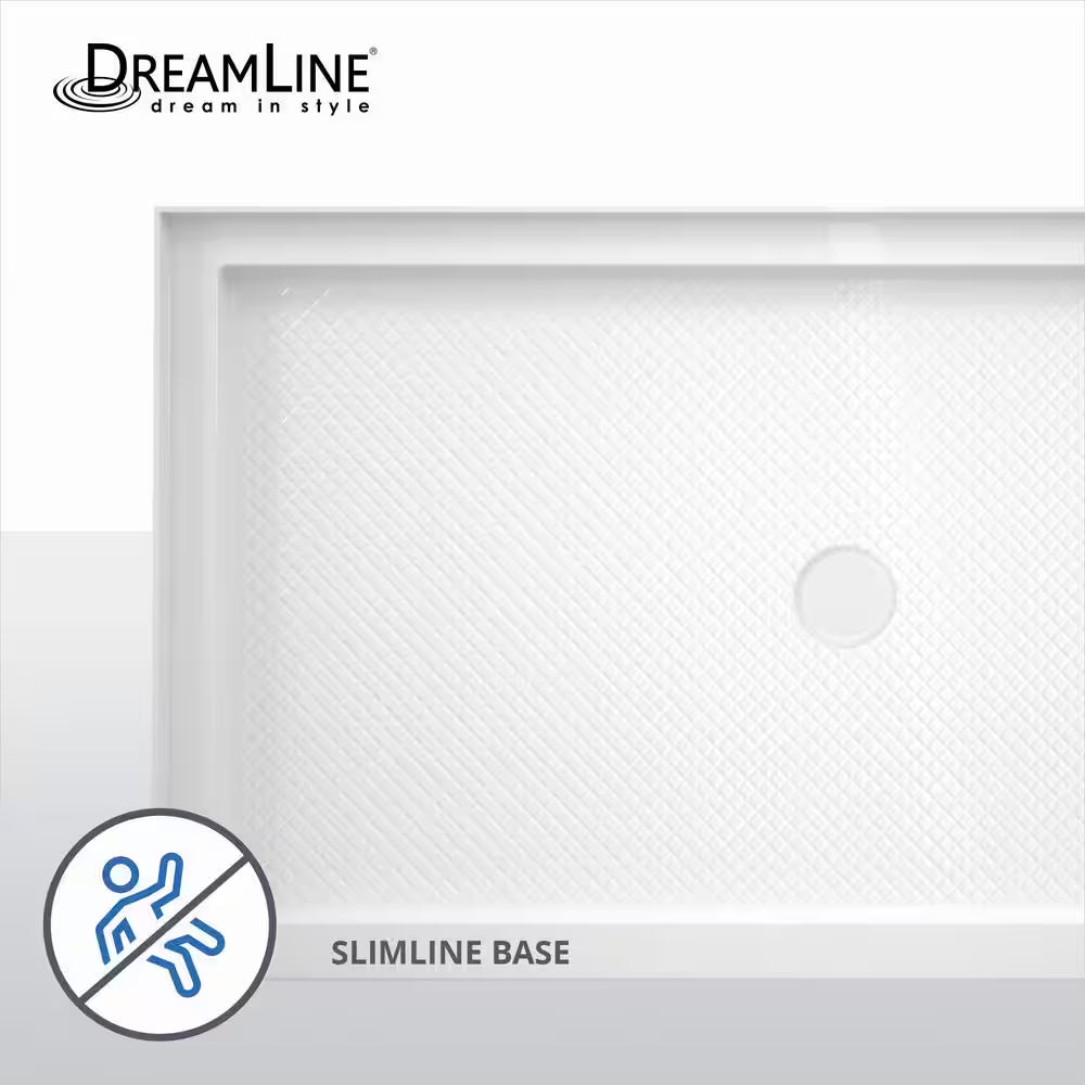 Slimline 60 In. X 32 In. Single Threshold Shower Pan Base in White with Right Hand Drain