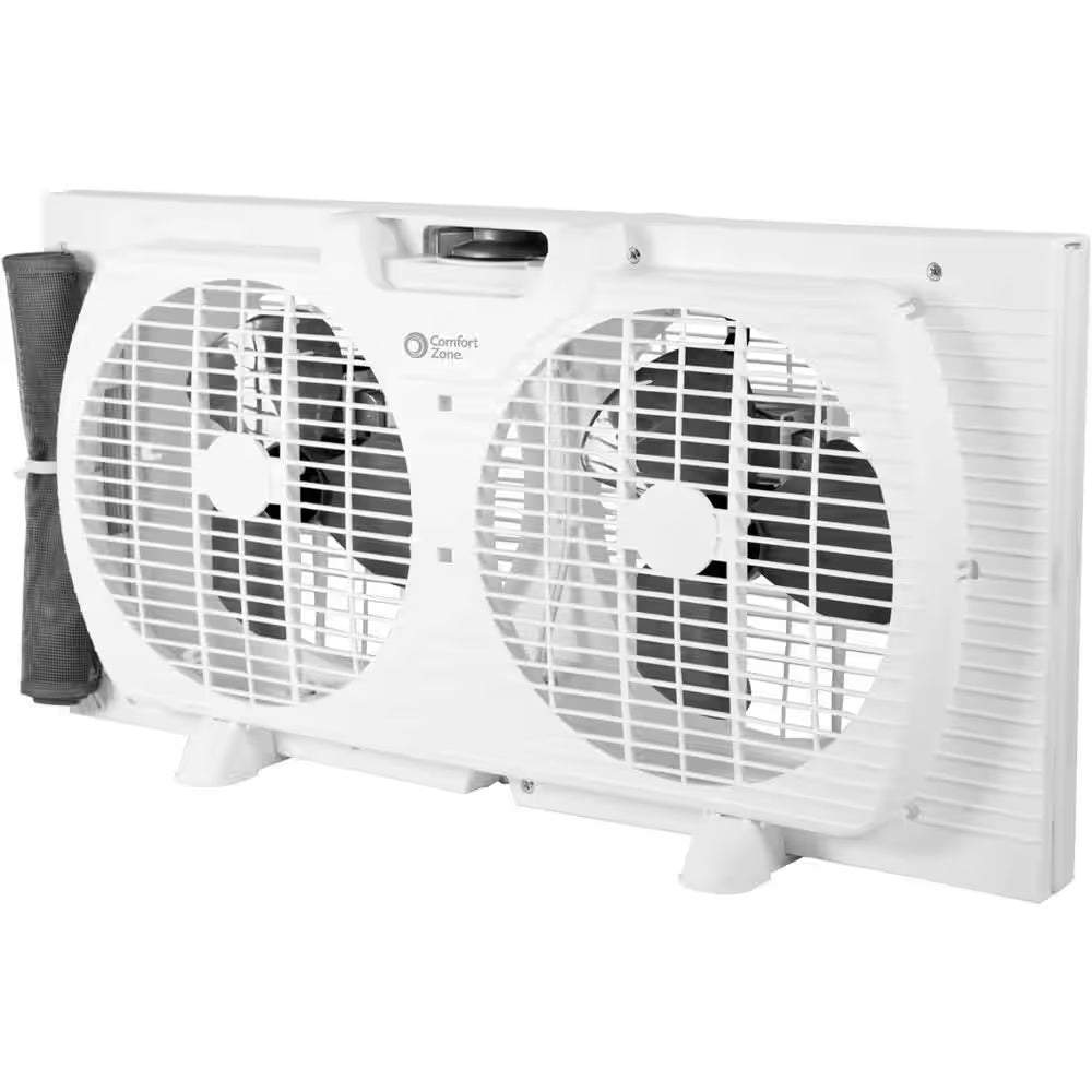9 In. Electric Twin Window Fan with 3 Fan Speeds, Quiet Setting, White