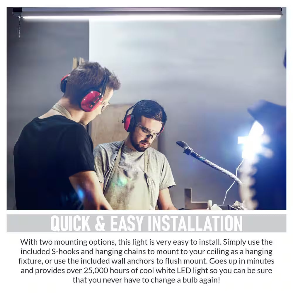 4 Ft. 250- Watt Equivalent Integrated LED Silver Shop Light 4000K, 55W, 5000 Lumens, Linkable