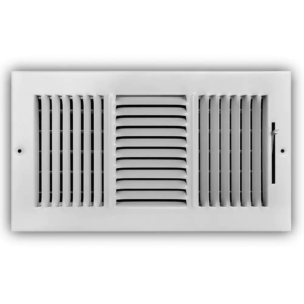 12 In. X 6 In. 3-Way Steel Wall/Ceiling Register in White – Murssea