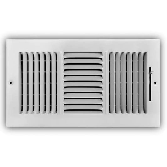 12 In. X 6 In. 3-Way Steel Wall/Ceiling Register in White