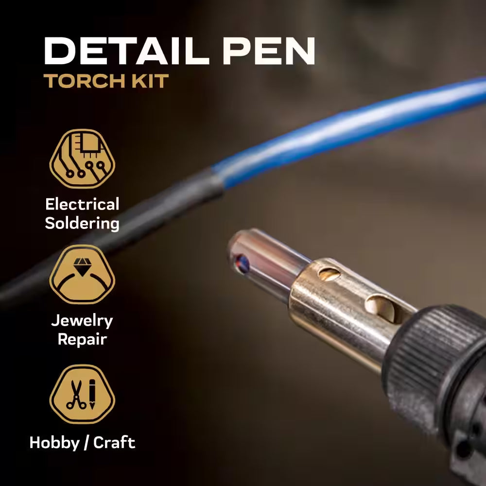 Detail Cordless Pen Torch Butane Torch Kit with 7 Settings and Case