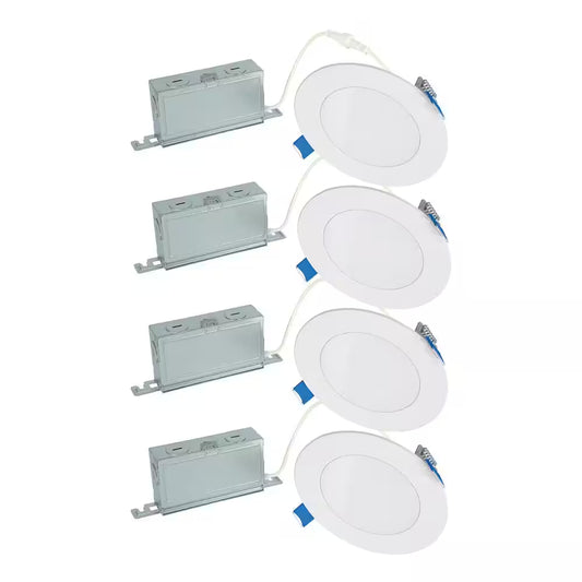 HLBSL 4 In. Can Less Integrated LED, 600 Lumens, 5CCT, White (4-Pack)