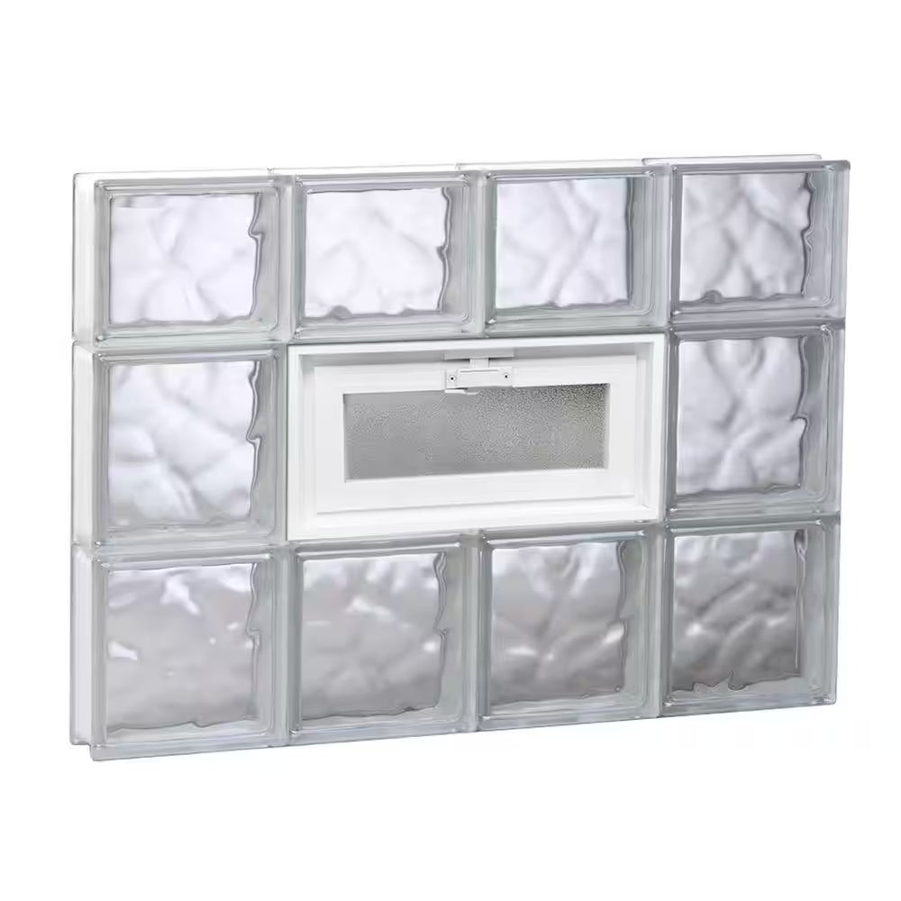 31 In. X 21.25 In. X 3.125 In. Frameless Wave Pattern Vented Glass Block Window