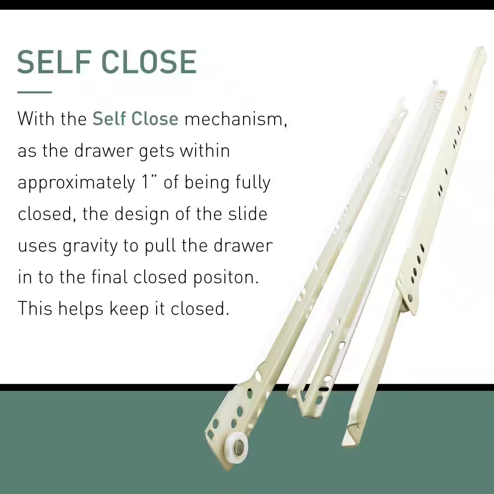 1 Pair 14 In. Self-Closing Bottom Mount Drawer Slide Set 1-Pair (2 Pieces)