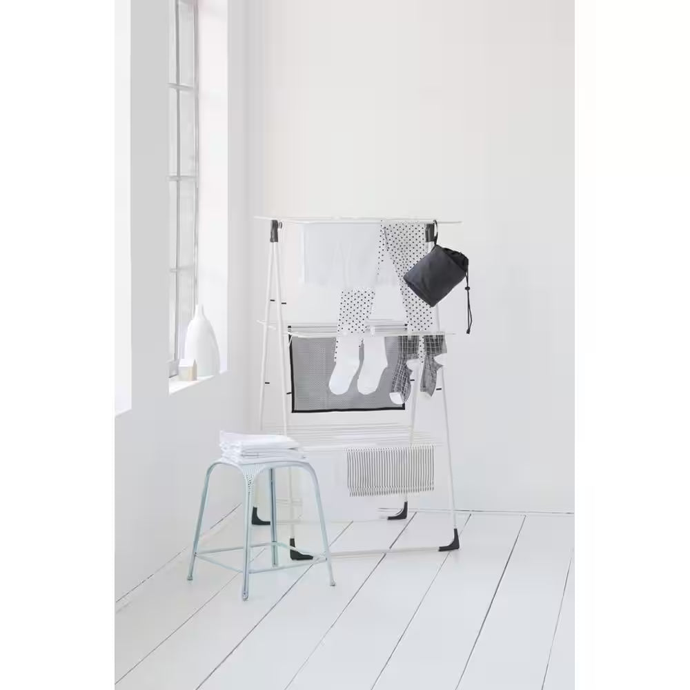 76 Ft. (23M) W 33.5 In. X H 51.6 In. Tower Clothes Drying Rack in Fresh White