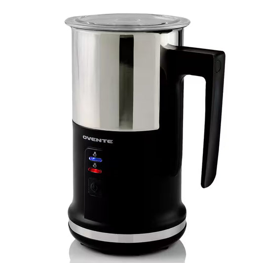 8.1 Oz. Black Stainless Steel Electric Milk Frother 3 in 1-Warming, Heating and Frothing, See through Lid