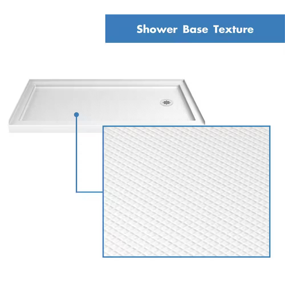 Slimline 60 In. X 32 In. Single Threshold Shower Pan Base in White with Right Hand Drain