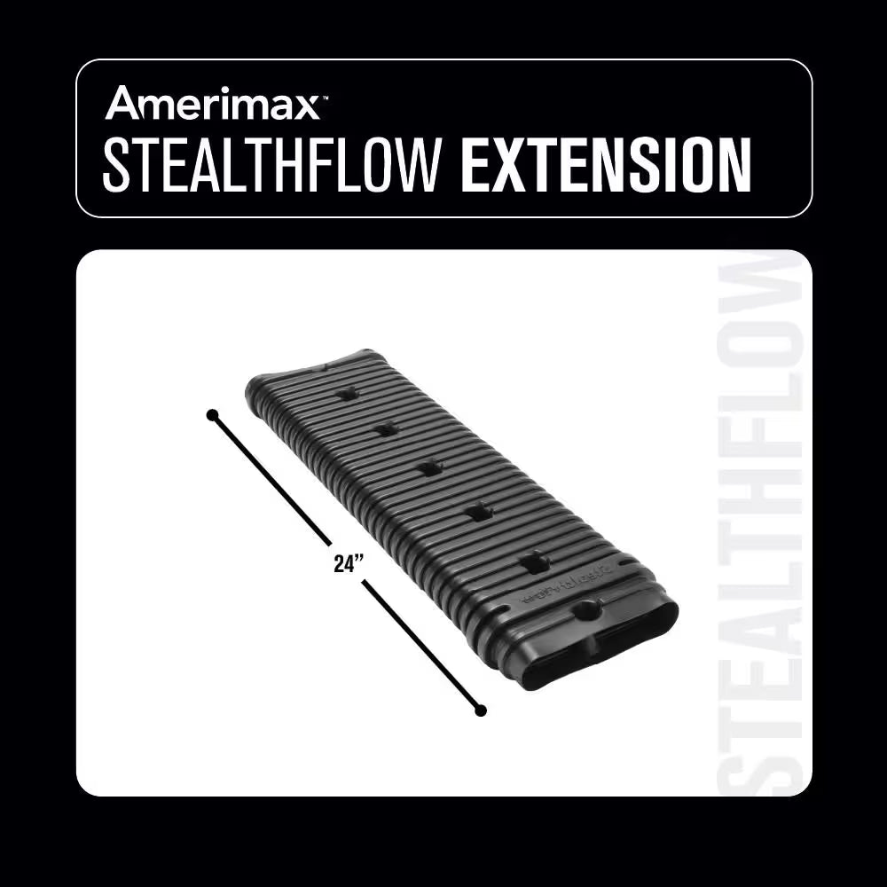 Stealth Flow 24 In. Black Vinyl Low Profile Downspout Extension Only