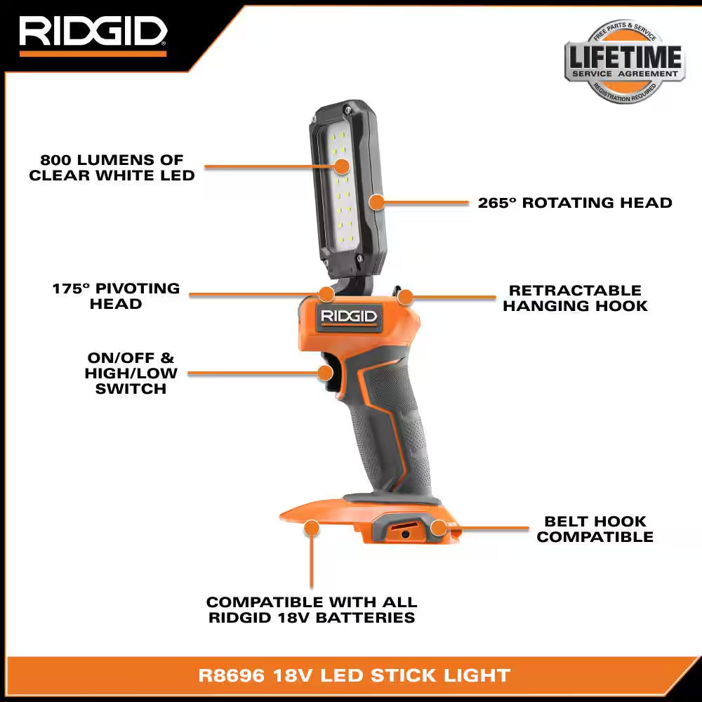 18V Cordless LED Stick Light Kit with 2.0 Ah Battery and Charger
