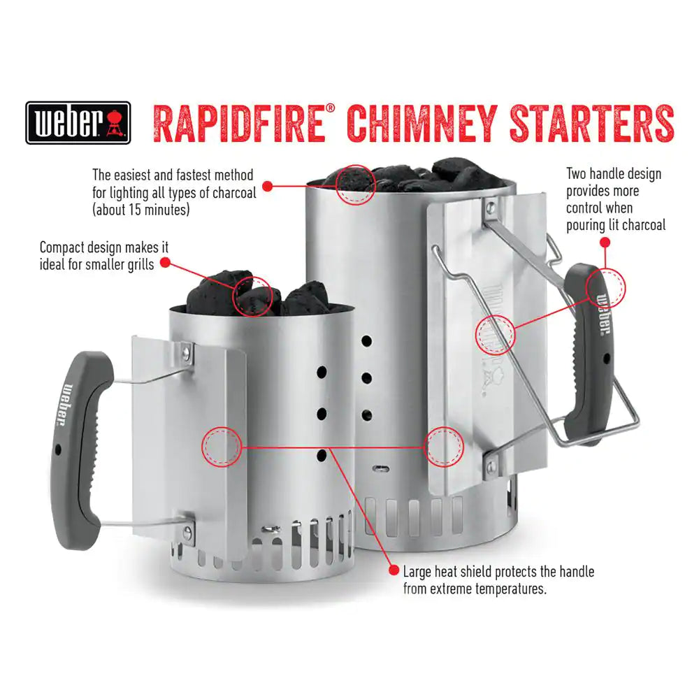 12.7 Inch Rapidfire Chimney Charcoal Starter for Use with Charcoal Grills