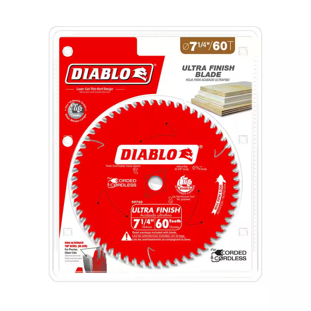 7-1/4In. X 60-Tooth Ultra Finish Circular Saw Blade for Wood