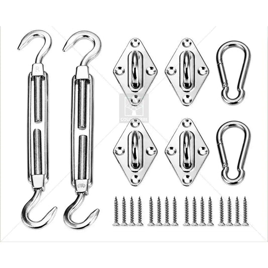 Stainless Steel Square/Rectangle Sun Shade Sail Canopy Hardware Installation Kit