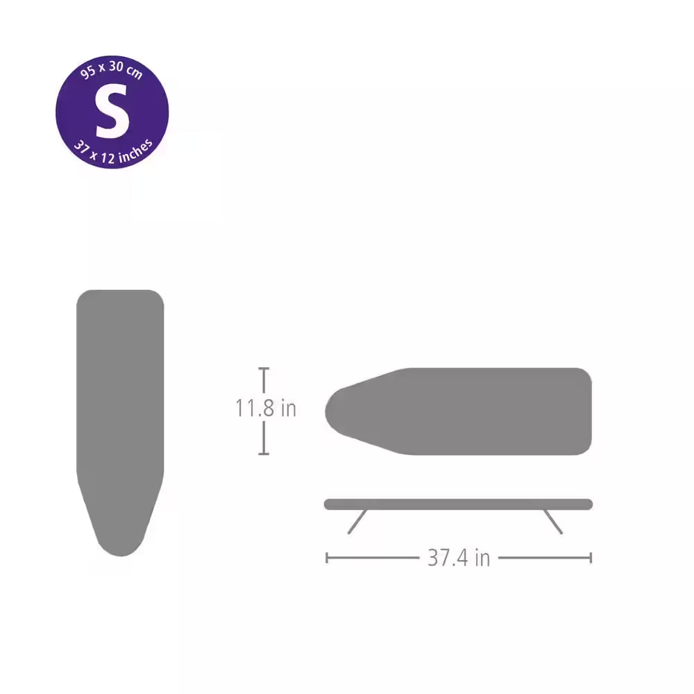Tabletop Ironing Board S 37 X 12 in with Collapsable Legs and Storage Hook, with Morning Breeze Cover and White Frame