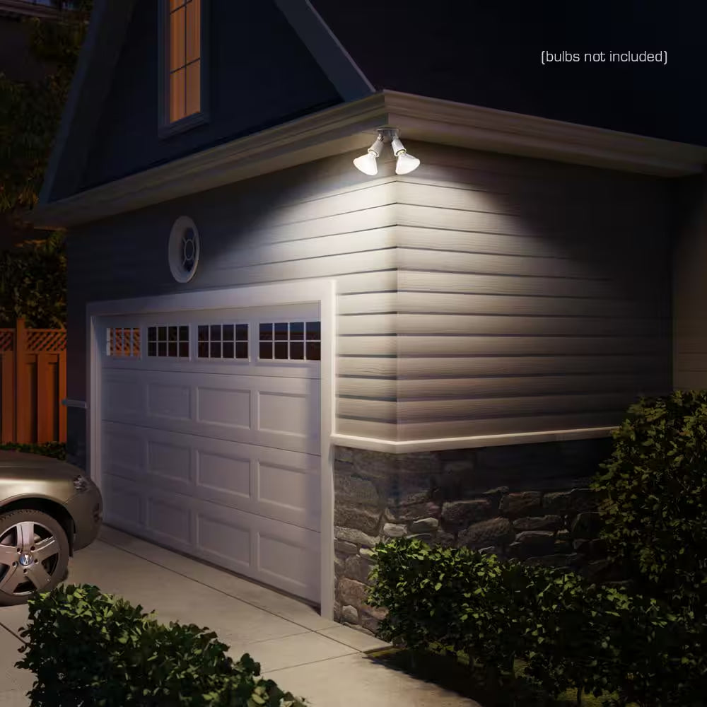 PAR White Switch Activated Wired Outdoor 2-Head Security Flood Light