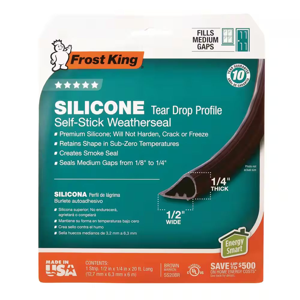 1/2 In. X 1/4 In. X 20 Ft. Brown Silicone Self-Stick Weatherseal