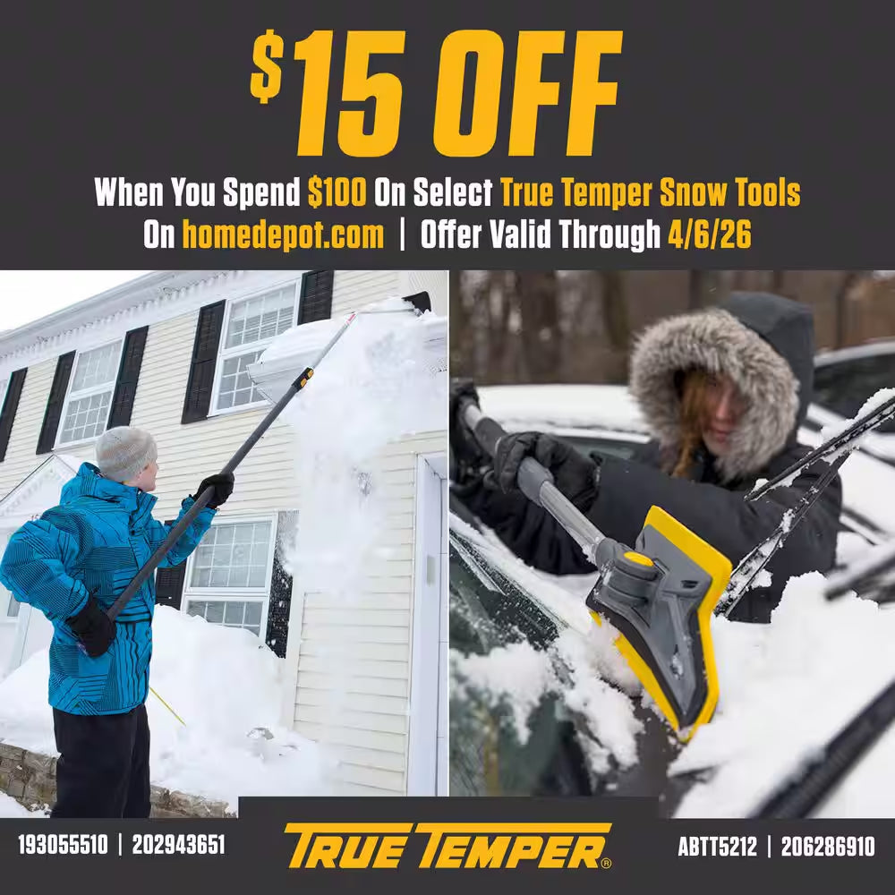 41.25 In. Handle Steel Snow Shovel and 26 In. Plastic Blade Versa Grip Combo and Pusher with Steel Strips