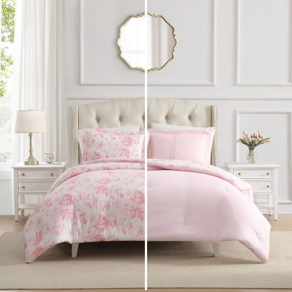 Anja Textured Toile 2-Piece Pink Cotton Twin Comforter Set