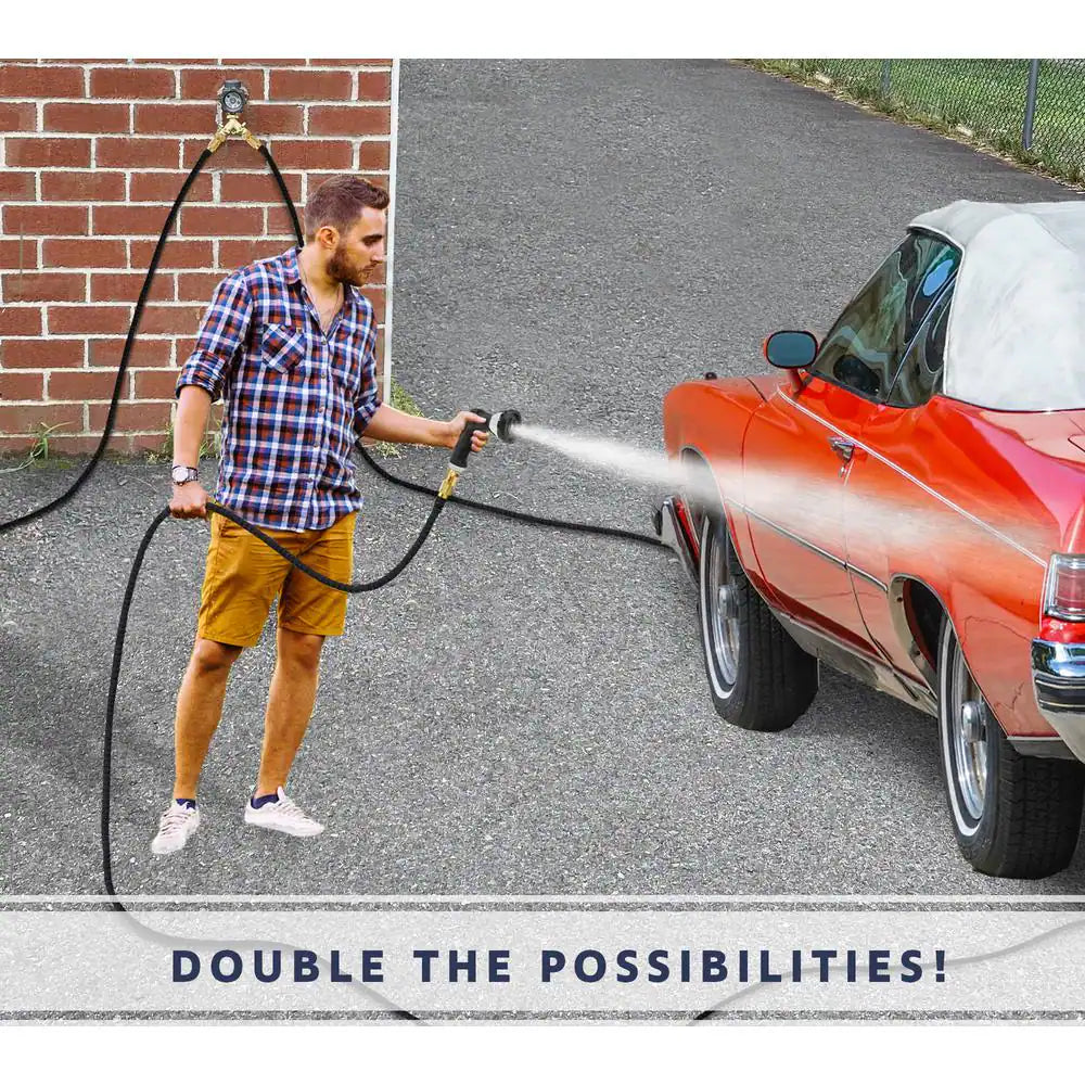 Brass Garden Hose Splitter, Heavy-Duty 2-Way Hose Connector Fitting (4-Pack)