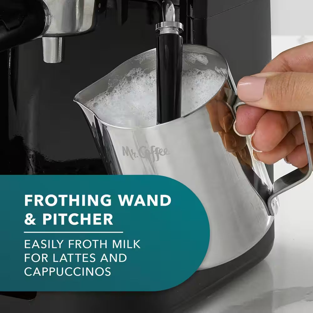 4-Cup Stainless Steel Espresso Machine with Frothing Pitcher