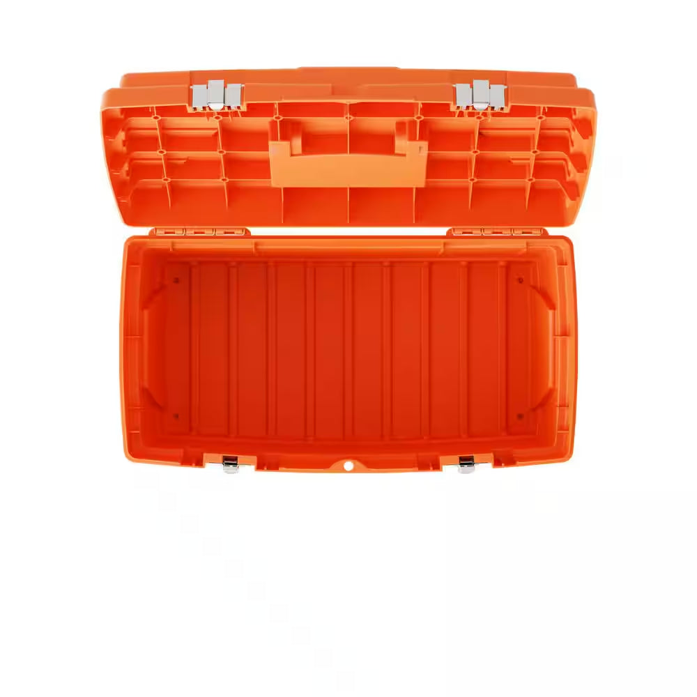 19 In. Plastic Portable Toolbox with Removable Tray in Orange