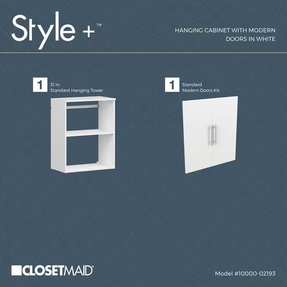 Style+ 14.59 In. D X 25.12 In. W X 31.28 In. H White Laundry Room Floating Cabinet Kit with Modern Doors