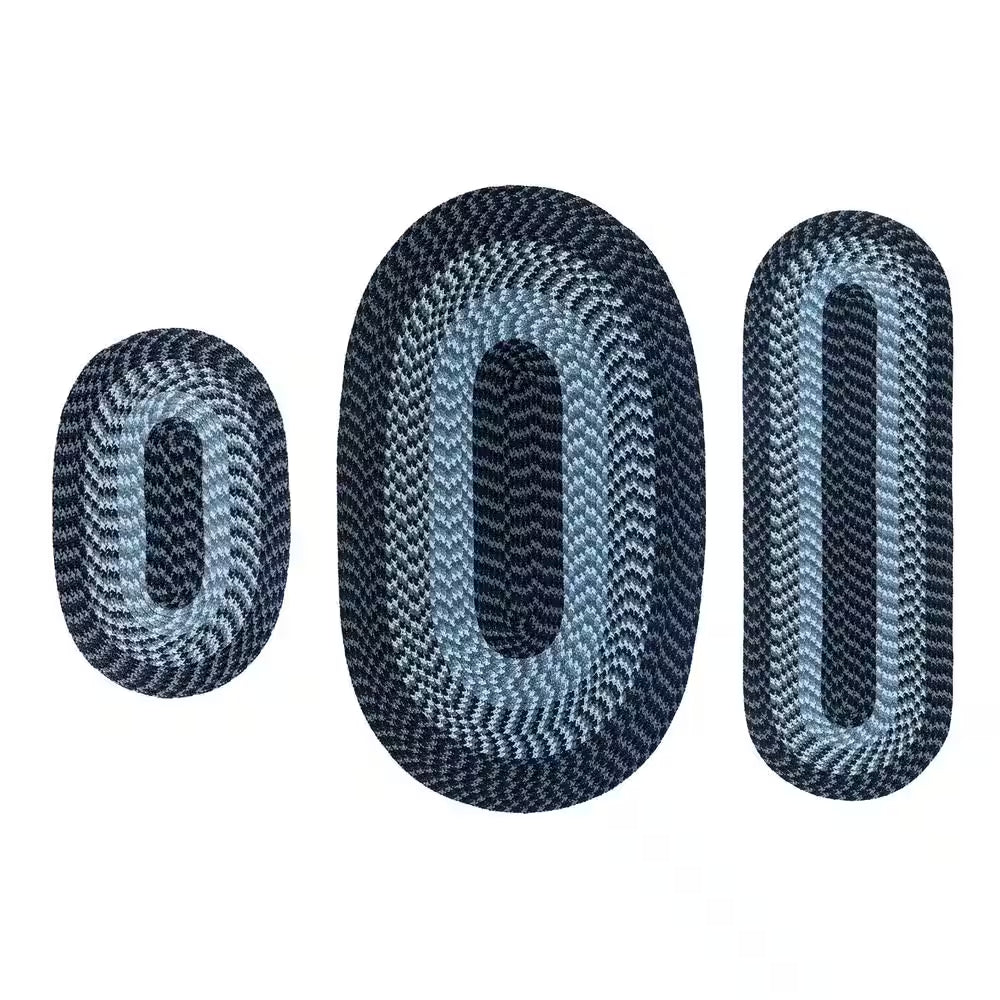 Alpine Collection 3-Piece Navy Stripe Braided Rug Set - (36" X 54" : 18" X 54" : 18" X 28")