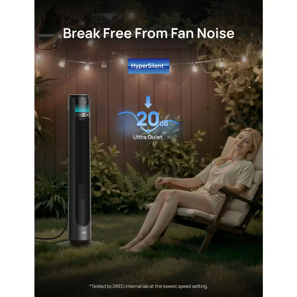 Outdoor Misting 42 In. 12-Fan Speeds Tower Fan in Black with Remote, 20 Ft. Mist, 150° Oscillation and UV Resistance