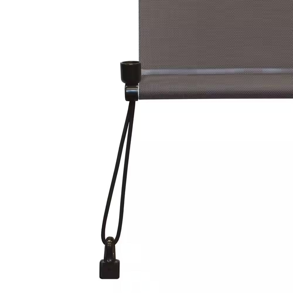 Moonstone Dark Brown Cordless Outdoor Patio Roller Shade with Valance 120 In. W X 96 In. L